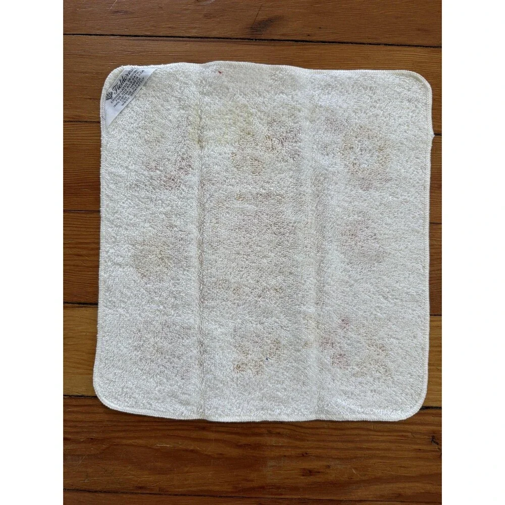 Vintage Fieldcrest Washcloth 12x12 Floral Textured Cotton Bath USA Towel Print
